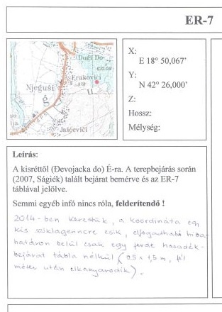 ER-7 táblával jelölt akna